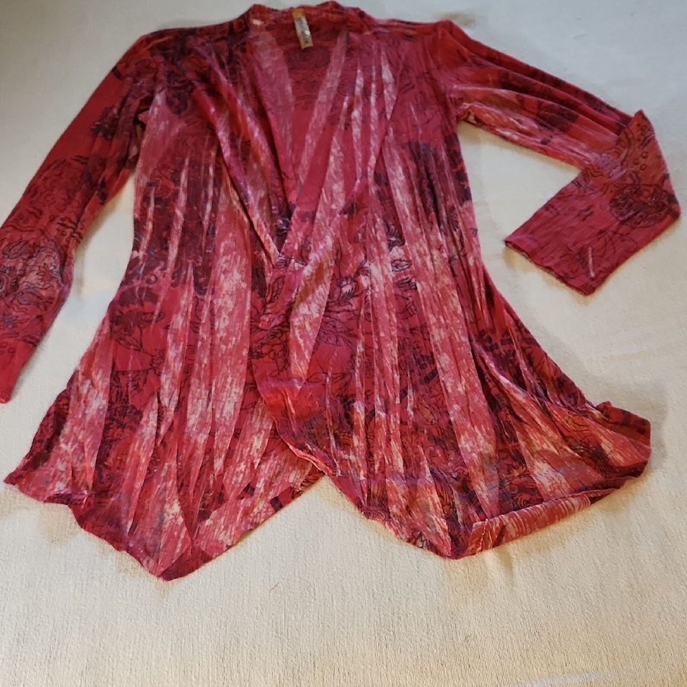Eyeshadow Burnout Dark Pink Open Cardigan